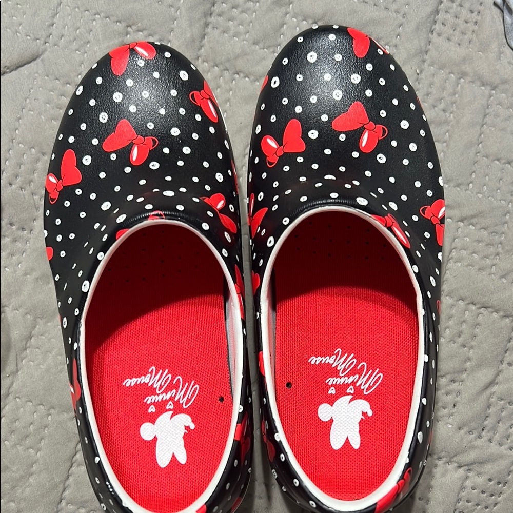 CROCS Black and Red Slippers with Polka Dots and Bows